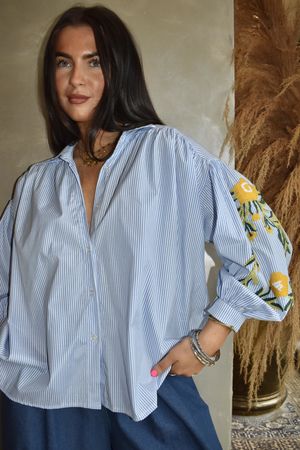 Hutton Crewel Work Shirt Sky